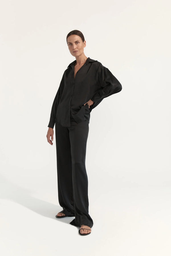 DOMINIQUE SILK SHIRT-BLACK