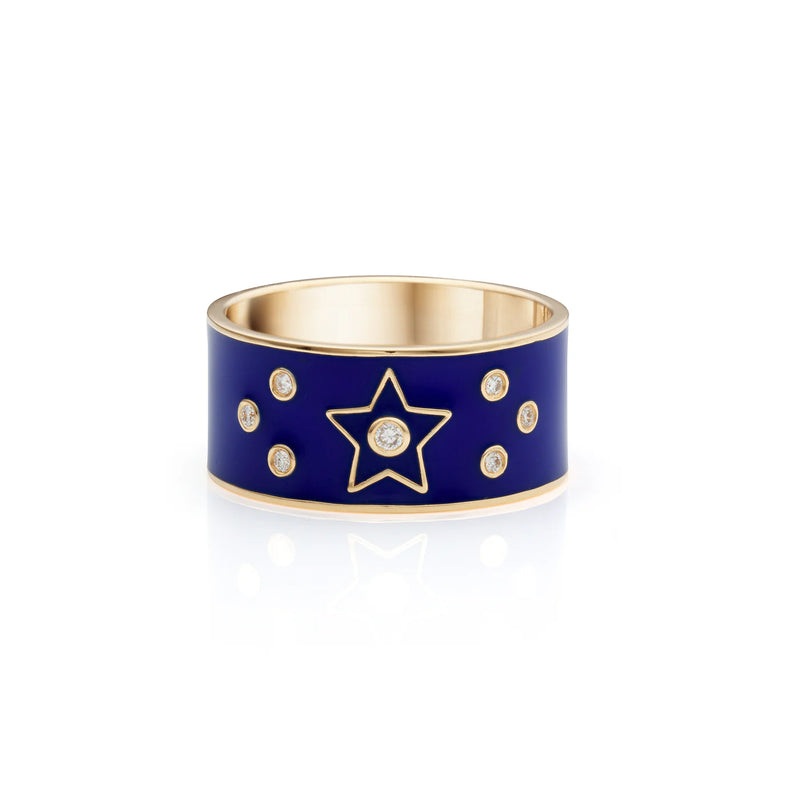 Midnight 14k Gold Blue Enamel Ring