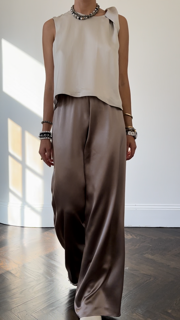 De Terre Pant in Crepe Back Satin