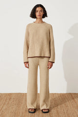 Sand Contrast Rib Knit Jumper