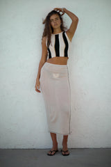 Stone Stripe Organic Cotton Blend Knit Crop Top